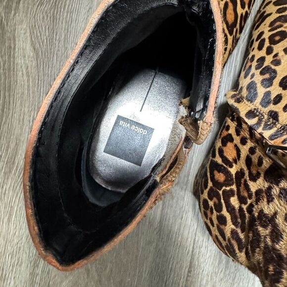 Dolce Vita Ankle Bootie Womens 7 Tan/Brown Cheetah Leopard Print Cow Fur Boots - Picture 8 of 10